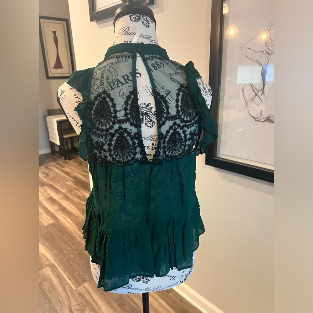 Free people green dress blouse size small - Picture 2 of 3